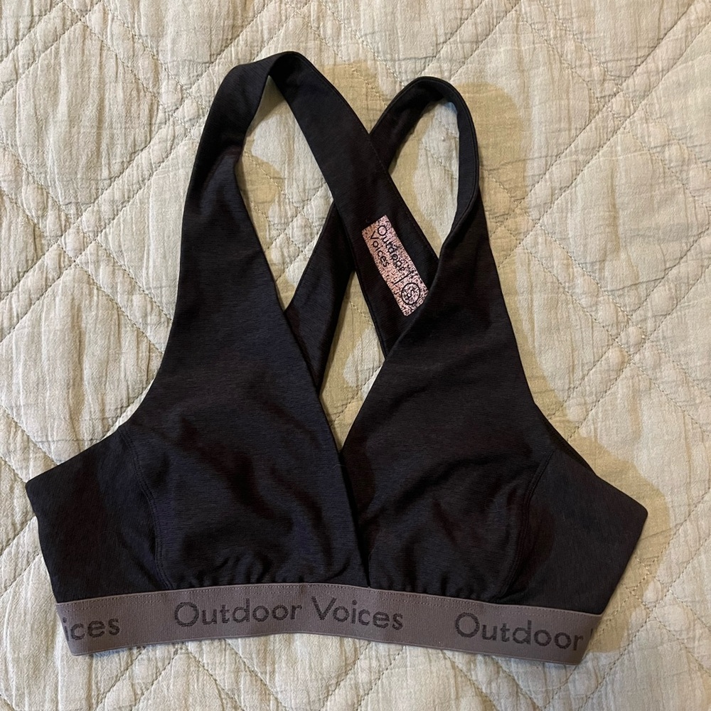 Original outdoor voices cross back sports bra bralette black small